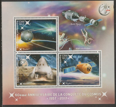 Madagascar 2017 Space Conquest - 60th Anniversary perf sheet containing three values unmounted mint