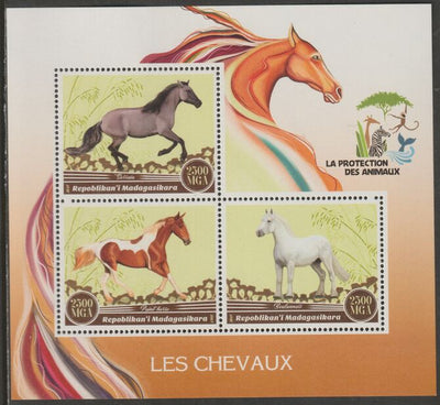 Madagascar 2017 Horses perf sheet containing three values unmounted mint