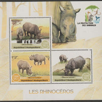 Madagascar 2017 Rhinos perf sheet containing three values unmounted mint