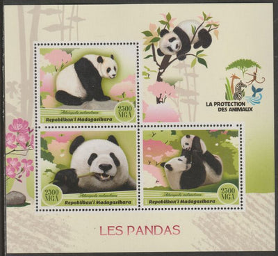 Madagascar 2017 Pandas perf sheet containing three values unmounted mint