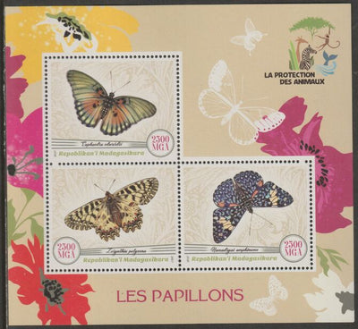 Madagascar 2017 Butterflies perf sheet containing three values unmounted mint