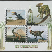 Madagascar 2017 Dinosaurs perf sheet containing three values unmounted mint