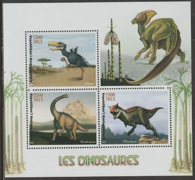 Madagascar 2017 Dinosaurs perf sheet containing three values unmounted mint