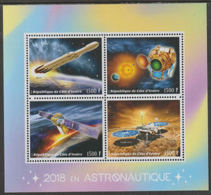 Ivory Coast 2018 Astronautics,perf sheet containing four values unmounted mint