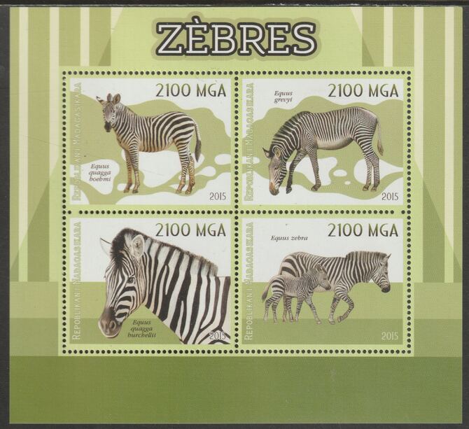 Madagascar 2015 Zebras perf sheet containing four values unmounted mint