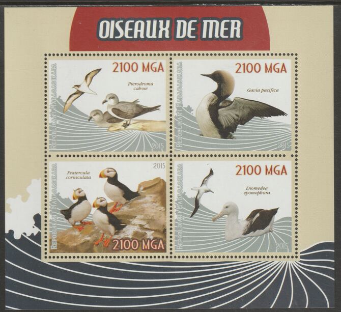 Madagascar 2015 Sea Birds perf sheet containing four values unmounted mint