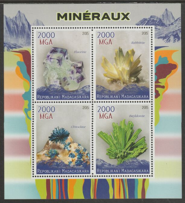 Madagascar 2015 Minerals perf sheet containing four values unmounted mint