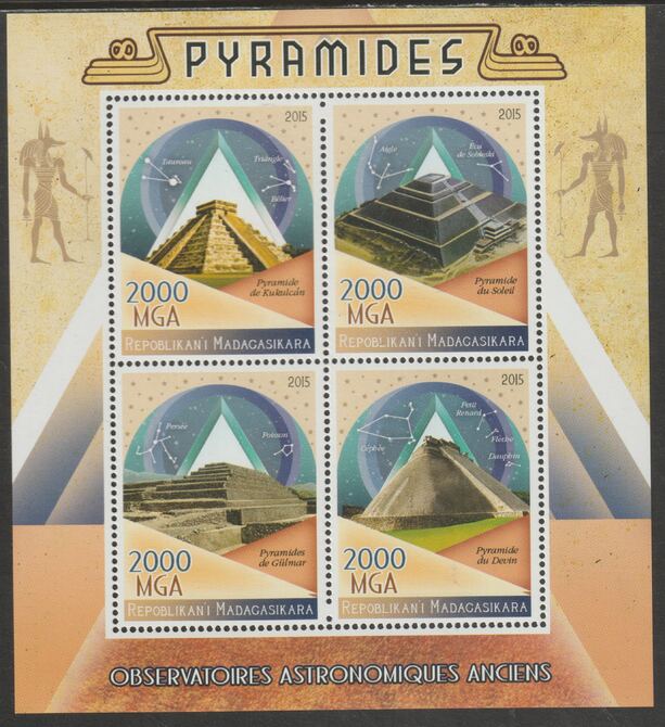 Madagascar 2015 Pyramids & Astronomy perf sheet containing four values unmounted mint