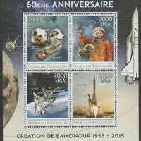 Madagascar 2015 Baikonour Spaceport 60th Anniversary perf sheet containing four values unmounted mint