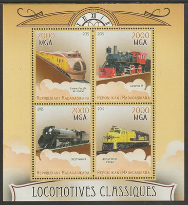 Madagascar 2015 Classic Locomotives perf sheet containing four values unmounted mint