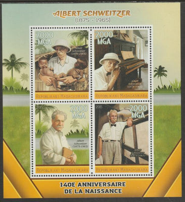 Madagascar 2015 Albert Schweitzer 140th Birth Anniversary perf sheet containing four values unmounted mint