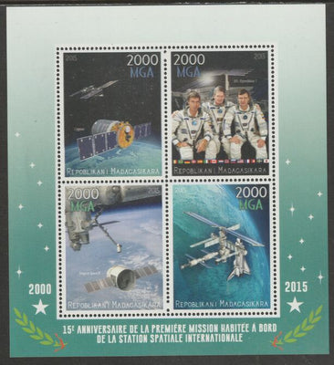 Madagascar 2015 International Space Station 15th Anniversary perf sheet containing four values unmounted mint