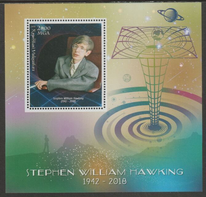 Madagascar 2018 Stephen Hawking perf m/sheet containing one value unmounted mint