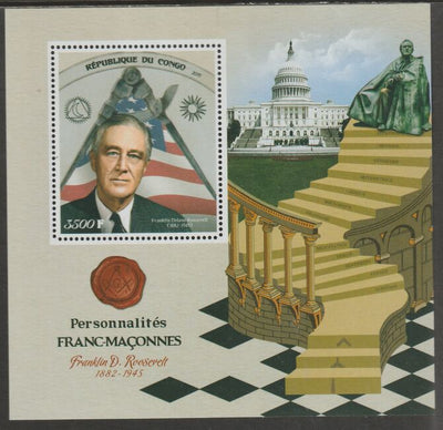 Congo 2019 Freemasons - Franklin D Roosevelt perf sheet containing one value unmounted mint