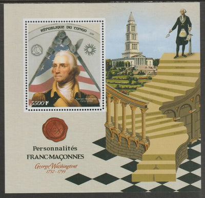 Congo 2019 Freemasons - George Washington perf sheet containing one value unmounted mint