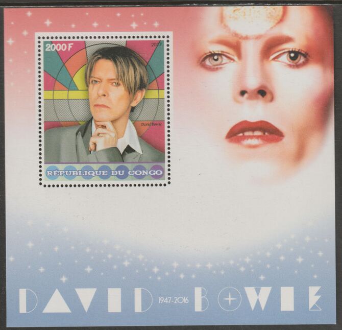 Congo 2017 David Bowie #2 perf sheet containing one value unmounted mint