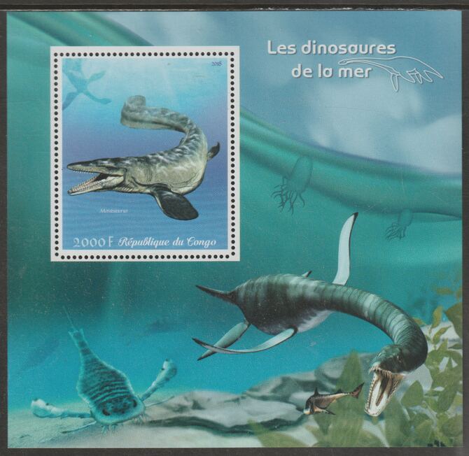 Congo 2018 Marine Dinosaurs #2 perf sheet containing one value unmounted mint