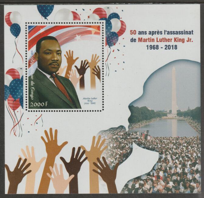 Congo 2018 Martin Luther King #2 perf sheet containing one value unmounted mint