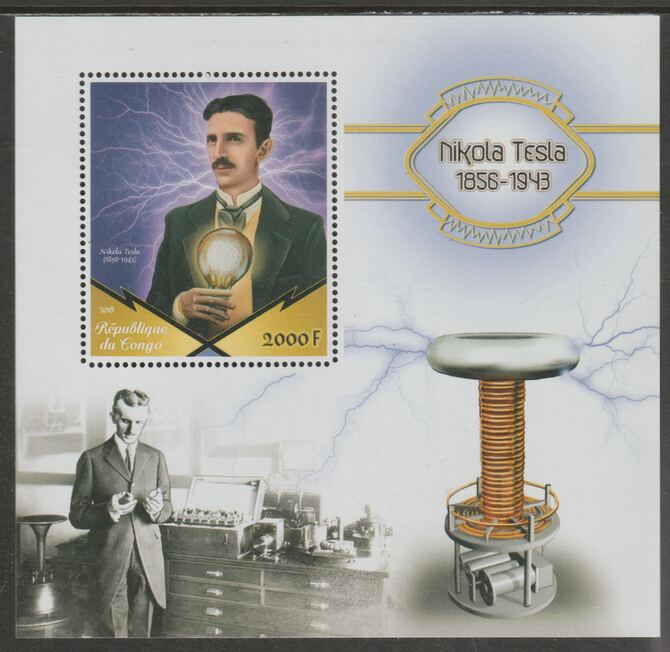 Congo 2018 Nikola Tesla #1 perf sheet containing one value unmounted mint