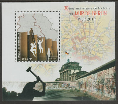 Congo 2019 Berlin Wall 30thAnniversary perf sheet containing one value unmounted mint