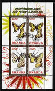 Rwanda 2010 Butterflies of the World #1 perf sheetlet containing 4 values fine cto used