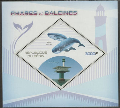Benin 2015 Lighthouses & Whales perf m/sheet containing one diamond shaped value unmounted mint