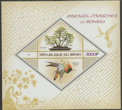 Benin 2015 Hummingbirds & Bonsai perf m/sheet containing one diamond shaped value unmounted mint
