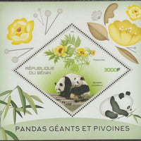 Benin 2015 Pandas & Peonies perf m/sheet containing one diamond shaped value unmounted mint