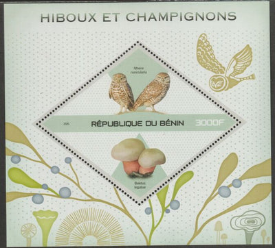 Benin 2015 Owls & Mushrooms perf m/sheet containing one diamond shaped value unmounted mint