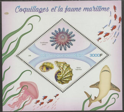 Benin 2015 Shells & Marine Fauna perf m/sheet containing one diamond shaped value unmounted mint