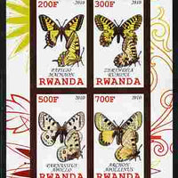 Rwanda 2010 Butterflies of the World #1 imperf sheetlet containing 4 values unmounted mint