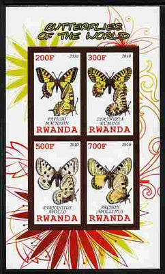 Rwanda 2010 Butterflies of the World #1 imperf sheetlet containing 4 values unmounted mint