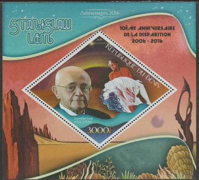 Benin 2016 Stanislaw Lem perf m/sheet containing one diamond shaped value unmounted mint