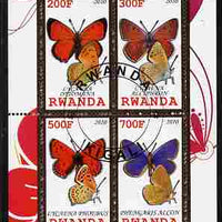 Rwanda 2010 Butterflies of the World #2 perf sheetlet containing 4 values fine cto used