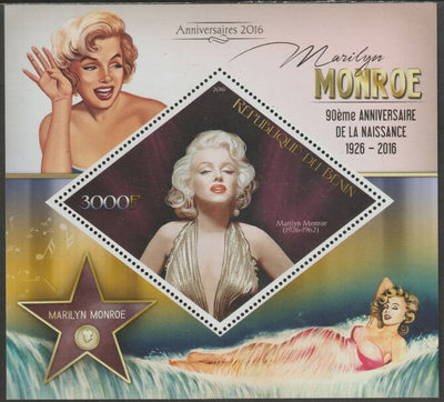 Benin 2016 Marilyn Monroe perf m/sheet containing one diamond shaped value unmounted mint