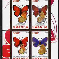 Rwanda 2010 Butterflies of the World #2 perf sheetlet containing 4 values unmounted mint