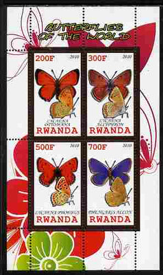 Rwanda 2010 Butterflies of the World #2 perf sheetlet containing 4 values unmounted mint