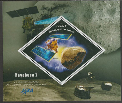 Congo 2019 Space - Hayabusa Mission perf m/sheet containing one diamond shaped value unmounted mint
