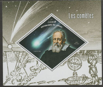 Congo 2019 Galileo & Comets perf m/sheet containing one diamond shaped value unmounted mint