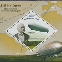 Congo 2019 Graf Zeppelin perf m/sheet containing one diamond shaped value unmounted mint