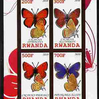 Rwanda 2010 Butterflies of the World #2 imperf sheetlet containing 4 values unmounted mint