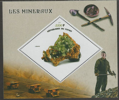 Congo 2019 Minerals perf m/sheet containing one diamond shaped value unmounted mint