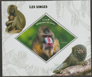 Congo 2019 Monkeys perf m/sheet containing one diamond shaped value unmounted mint