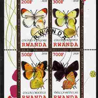 Rwanda 2010 Butterflies of the World #3 perf sheetlet containing 4 values fine cto used