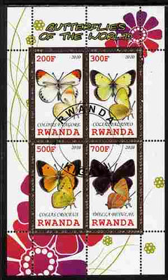 Rwanda 2010 Butterflies of the World #3 perf sheetlet containing 4 values fine cto used