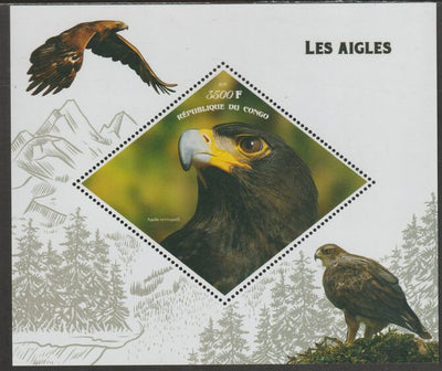 Congo 2019 Eagles perf m/sheet containing one diamond shaped value unmounted mint