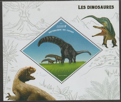 Congo 2019 Dinosaurs perf m/sheet containing one diamond shaped value unmounted mint