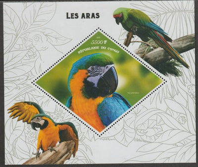 Congo 2019 Macaws perf m/sheet containing one diamond shaped value unmounted mint
