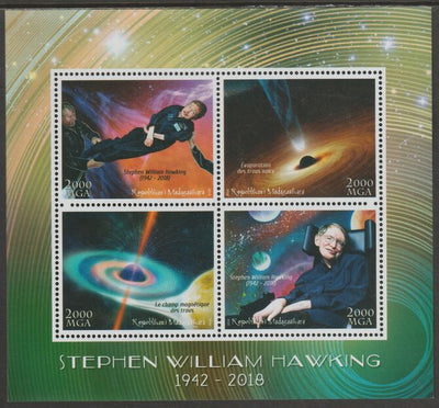 Madagascar 2017 Stephen Hawkin perf sheet containing four values unmounted mint