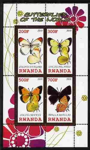 Rwanda 2010 Butterflies of the World #3 perf sheetlet containing 4 values unmounted mint